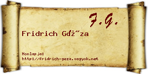 Fridrich Géza névjegykártya